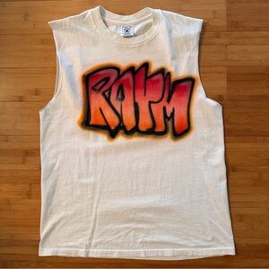 Vintage 80s Airbrushed Graffiti Street Tag RAYM Cutoff Sleeve T-shirt Muscle Tee